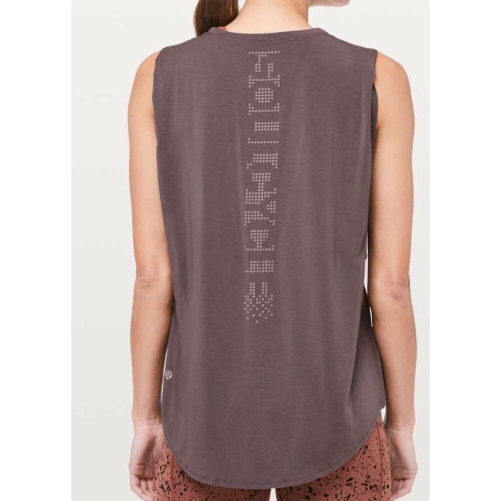 375 -Lululemon X SoulCycle Ride & Reflect Muscle Tank- Purple Taupe Sz 8